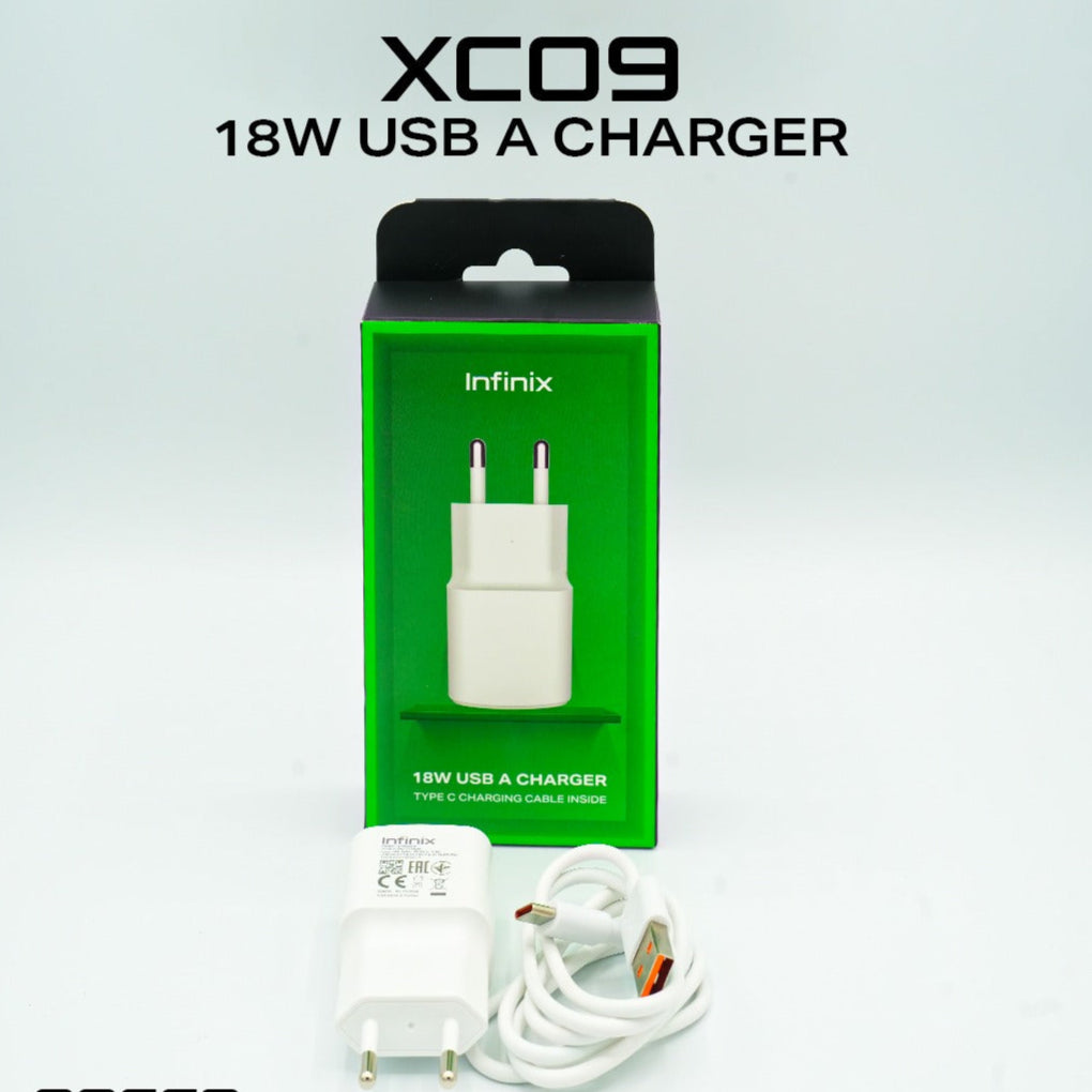 18W USB Charger - White with Type C Charging Cable
