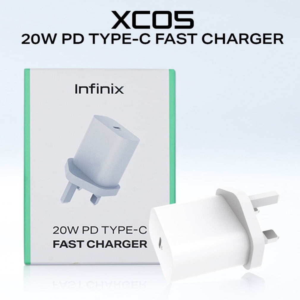 20W PD Type -C Fast Charger - White  With Type-C to Type-C Cable