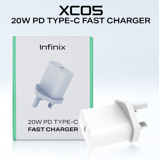 20W PD Type -C Fast Charger - White  With Type-C to Type-C Cable