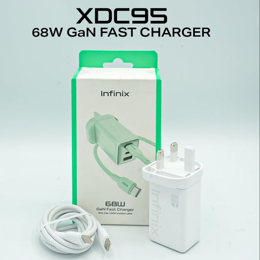 68W GaN Fast Charger - 100W Type-C Braided Cable (Included)